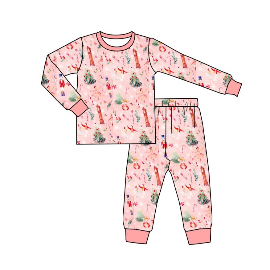 Pre-order Baby Girl Christmas Soldier Shirt Pants Pajamas Clothes Pink Set
