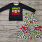 Baby Girl Long Sleeves Christmas Face Black Shirt Leopard Bell Pants Clothes Set