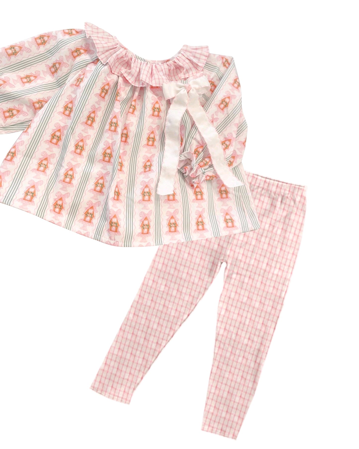 Pre-order Baby Girl Christmas Bows Tunic Tops Legging Clothes Set