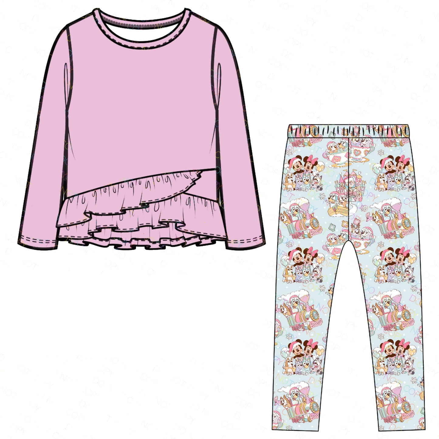 Pre-order Baby Girl Christmas Pink Top Dog Legging Clothes Set