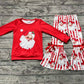 Baby Girl Long Sleeves Christmas Santa Red Top Bell Pants Clothes Set