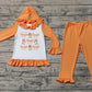 Baby Girl Long Sleeves Dogs Bows Hoodie Shirt Pants Clothes Orange Set