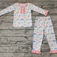 Baby Girl Long Sleeves Dinosaur Ruffle Shirt Pants Pajamas Outfit Clothes Set