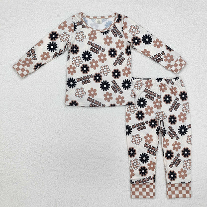 Baby Kids Toddler Long Sleeves Mama's Girl Boy Sibling Bamboo Pajamas Clothes Set