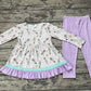 Baby Girl Long Sleeves Christmas Soldier Tunic Purple Pants Clothes Set