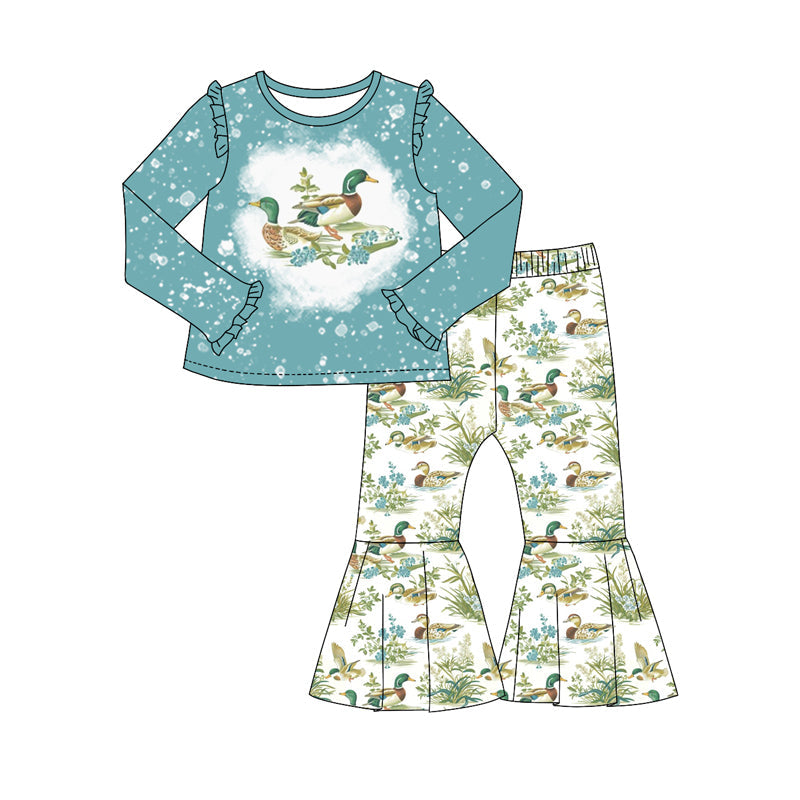 Pre-order Baby Girl Ducks Shirt Bell Pants Clothes Hunting Set