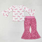 Sibling Baby Girls Long Sleeves Bows Tops Sequins Bell Pants Sets Clothes RTS