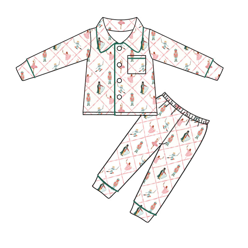 Pre-order Baby Boy Kids Christmas Soldier Buttons Shirt Pants Pajamas Clothes Set