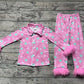 Baby Girl Christmas Fur Candy Buttons Shirt Pants Pink Set Pajamas