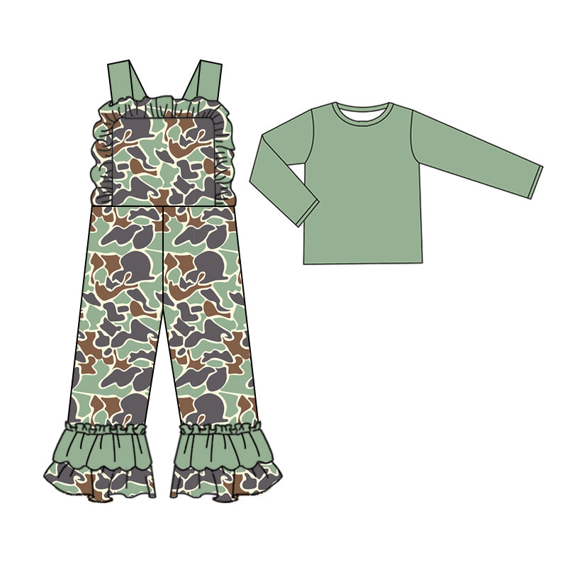 Pre-order Baby Boy Cotton Tops Green Camo Straps Jumpsuit Clothes Set