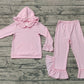 Baby Girl Hoodie Shirt Cotton Ruffle Pants Clothes Pink Set