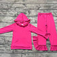 Baby Girl Long Sleeves Pink Hoodie Ruffle Top Bell Pants Clothes Cotton Set