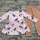 Baby Girl Long Sleeves Horse Ruffle Tunic Legging Clothes Set