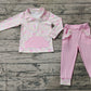 Baby Girl Long Sleeves Flower Pocket Shirt Pink Legging Clothes Set