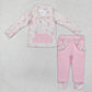 Sibling Baby Girls Toddler Long Sleeves Flower Zipper Shirts Pockets Pants Clothes Sets RTS