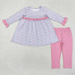 Sibling Baby Girls Long Sleeves Bows Flowers Tunic Pants Clothes Sets RTS