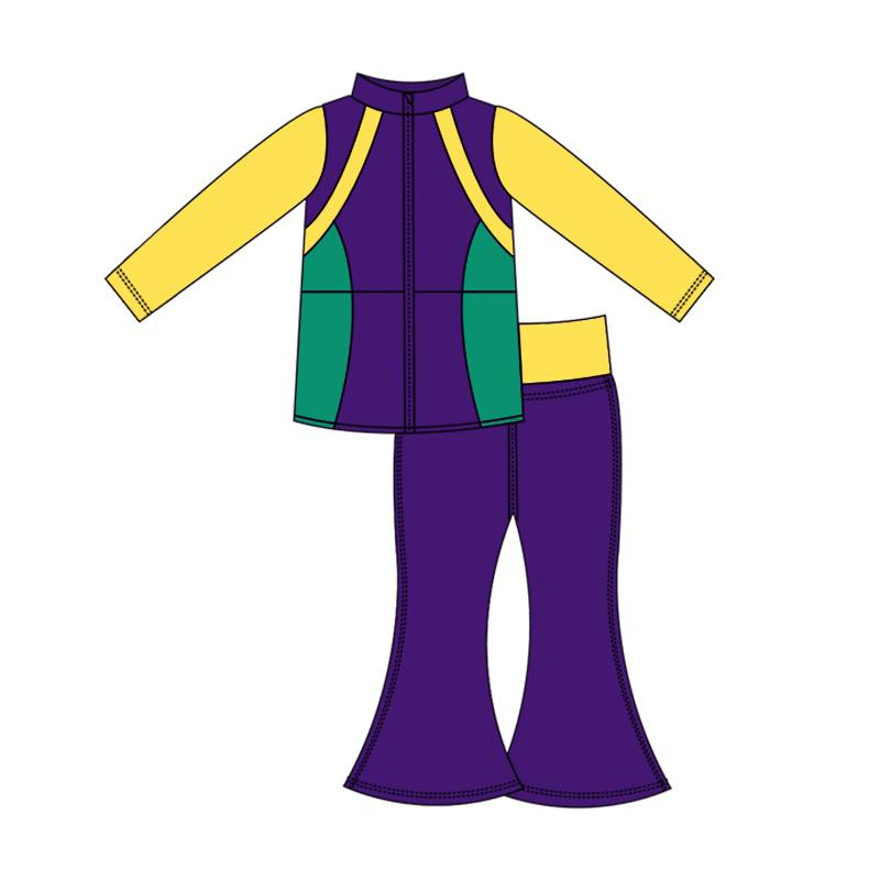 Pre-order Baby Girl Mardi Gras Shirt Bell Pants Active Wear Clothes Set