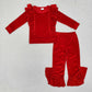 Sibling Baby Girls Kids Long Sleeves Shirt Velvet Ruffle Pants Christmas Clothes Set RTS