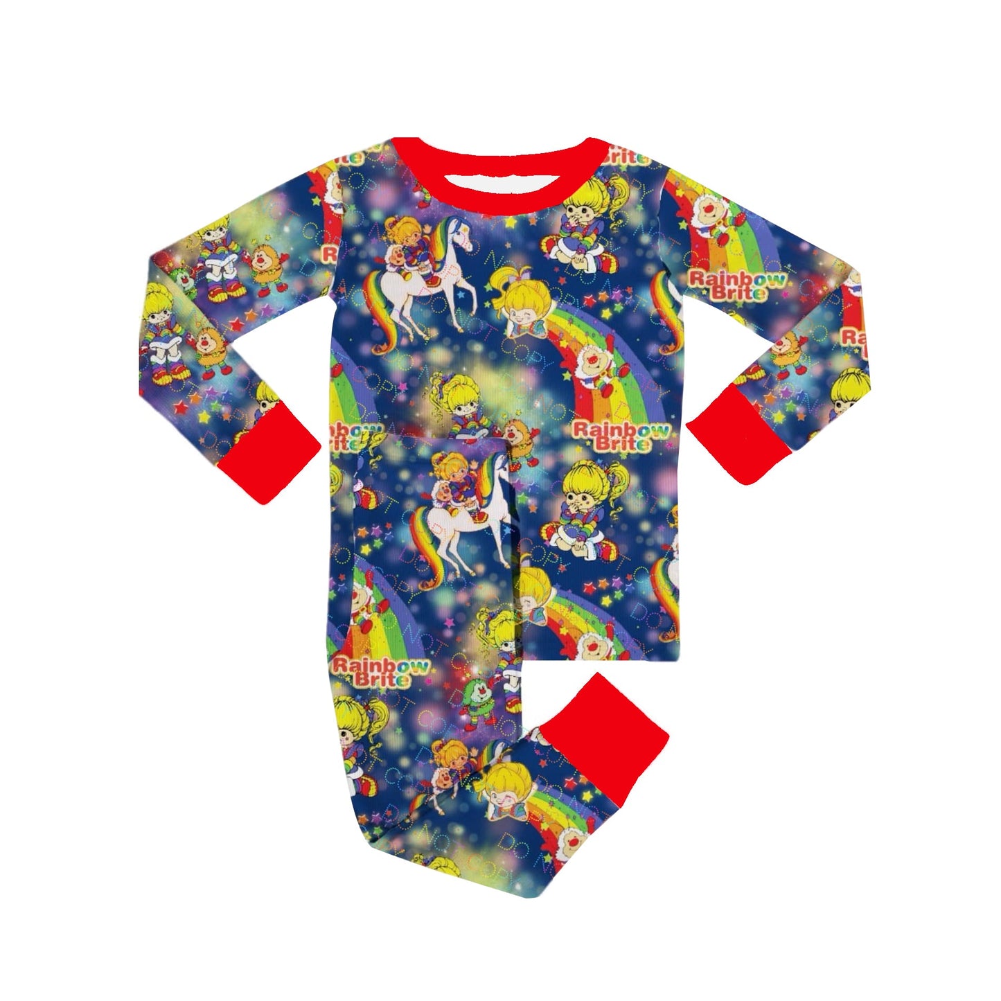 Pre-order Baby Girl Long Sleeves Unicorn Rainbow Shirt Pants Pajamas Clothes Set