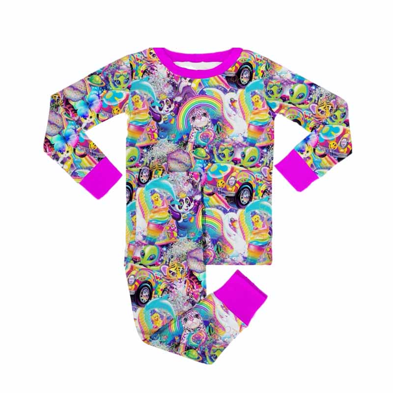 Pre-order Baby Girl Tiger Cats Rainbow Shirt Pants Pajamas Clothes Set
