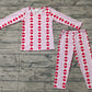 Baby Girl Long Sleeves Hearts Valentine Shirt Pants Pink Pajamas Clothes Set