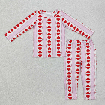 Baby Girl Long Sleeves Valentines Heart Shirt Pants Sibling Pajamas Clothes Sets