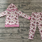 Baby Girl Long Sleeves Princess Pig Hoodie Shirt Pants Clothes Pink Set