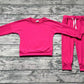 Baby Girl Long Sleeves Shirt Pocket Pants Sports Clothes Pink Cotton Set