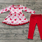 RTS Baby Girl Long Sleeves Valentines Hearts Tunic Red Legging Clothes Set