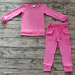 Baby Girl Long Sleeves Hot Pink Shirt Ruffle Pocket Pants Jogger Clothes Set
