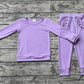 Baby Girl Long Sleeves Purple Shirt Ruffle Pocket Pants Jogger Clothes Set