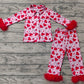 Baby Girl Fur Long Sleeves Valentines Candy Button Ups Shirt Pants Pajamas Clothes Set