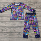 Baby Girl Long Sleeves Cartoon Monster Shirt Pants Pajamas Clothes Set