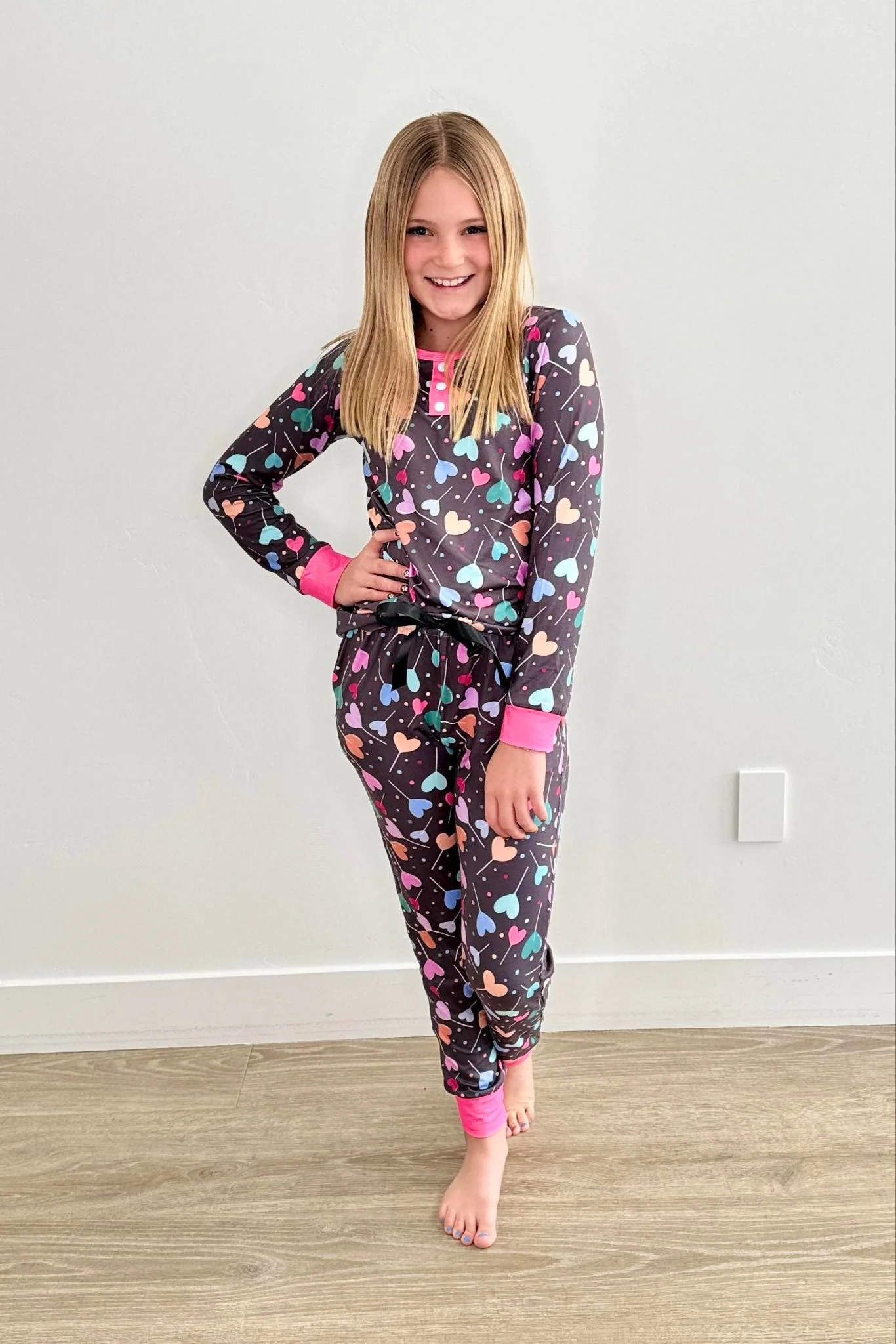 Preorder Baby Girl Long Sleeves Valentines Hearts Shirt Pants Pajamas Clothes Set