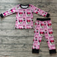 Baby Girl Long Sleeves Mouse Checkered Shirt Pants Pajamas Clothes Pink Set