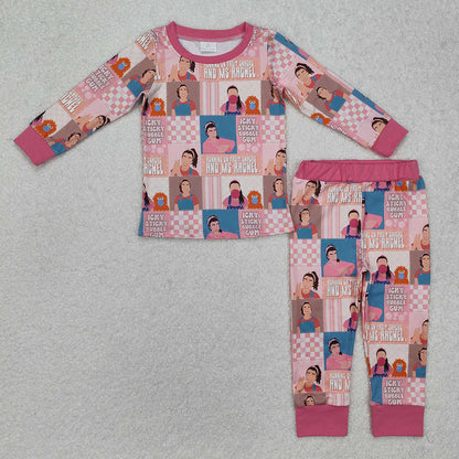 Baby Boy Girl Long Sleeves Teacher Checkered Sibling Pajamas Clothes Outfit