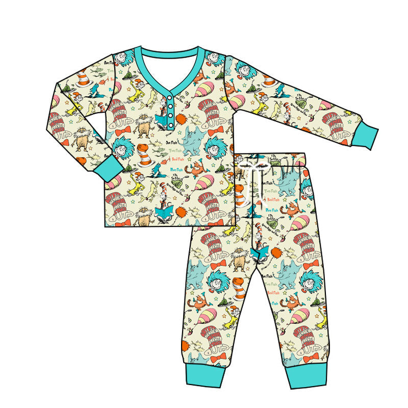 Preorder Adult Women Long Sleeves Dr Reading Elephant Shirt Pants Pajamas Set