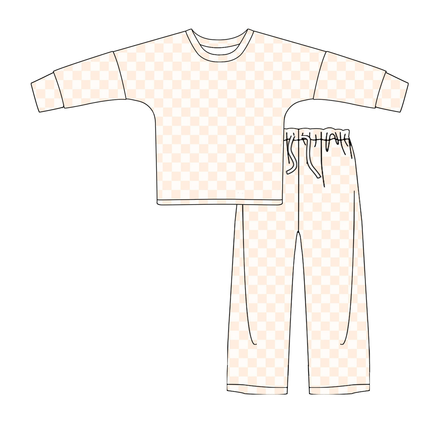 Preorder Adult Women Long Sleeves Checkered Shirt Pants Pajamas Set Clothes