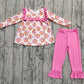 Baby Girl Long Sleeves  Bows Pumpkins Tunic Ruffle Pants Set RTS