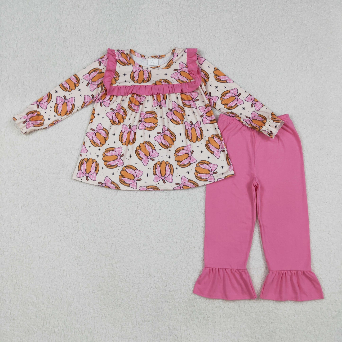 Sibling Baby Girls Kids Long Sleeves Pumpkins Tunic Pants Fall Clothes Sets RTS
