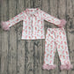 Baby Girl Pink Fur Long Sleeves Bows Boots Buttons Shirt Pants Pajamas Set RTS
