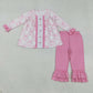 Sibling Baby Girls Long Sleeves Nativity Lights Santa Tunic Pants Christmas Embroidery Clothes Sets RTS