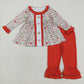 Sibling Baby Girls Long Sleeves Nativity Lights Santa Tunic Pants Christmas Embroidery Clothes Sets RTS