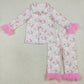 Sibling Baby Girls Long Sleeves With Fur Santa Trees Plaid Buttons Top Pants Pajamas Sets