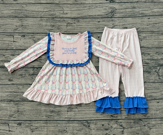 Preorder Baby Girl Long Sleeves Floral Tunic Ruffle Pants Set（ No moq ）