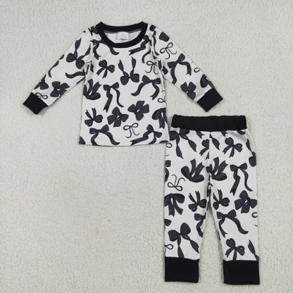 Sibling Kids Girls Adult Woman Black Bows Matching Family Mama and Me Romper Jumpsuit Sets RTS