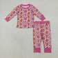 Sibling Girls Kids Long Sleeves Pumpkin Bows Floral Sibling Blanket Pajamas Footie Zipper Romper Set Clothes RTS