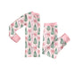 Baby Girl Long Sleeves Tree Bows Christmas Shirt Pants Pink Pajamas Set RTS