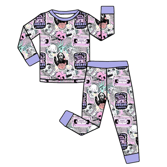 ( Moq 5 ) Preorder Baby Girl Toddler Long Sleeves Ghost Heart Shirt Pants Pajamas Halloween Set
