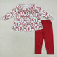 Baby Girl Long Ruffle Sleeves Red Bows Candy Cane Sibling Christmas Dress Set Clothes RTS